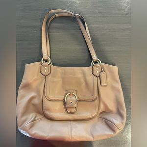 Coach leather shoulder bag tan / beige